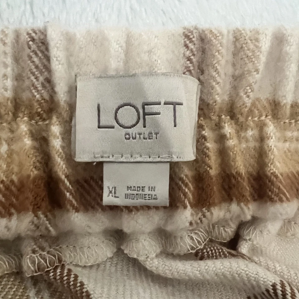 Falda Midi Loft Tostada a Cuadros Botón Delantero Polar Talla XL Academia Preppy Otoño Foto 3 de 4