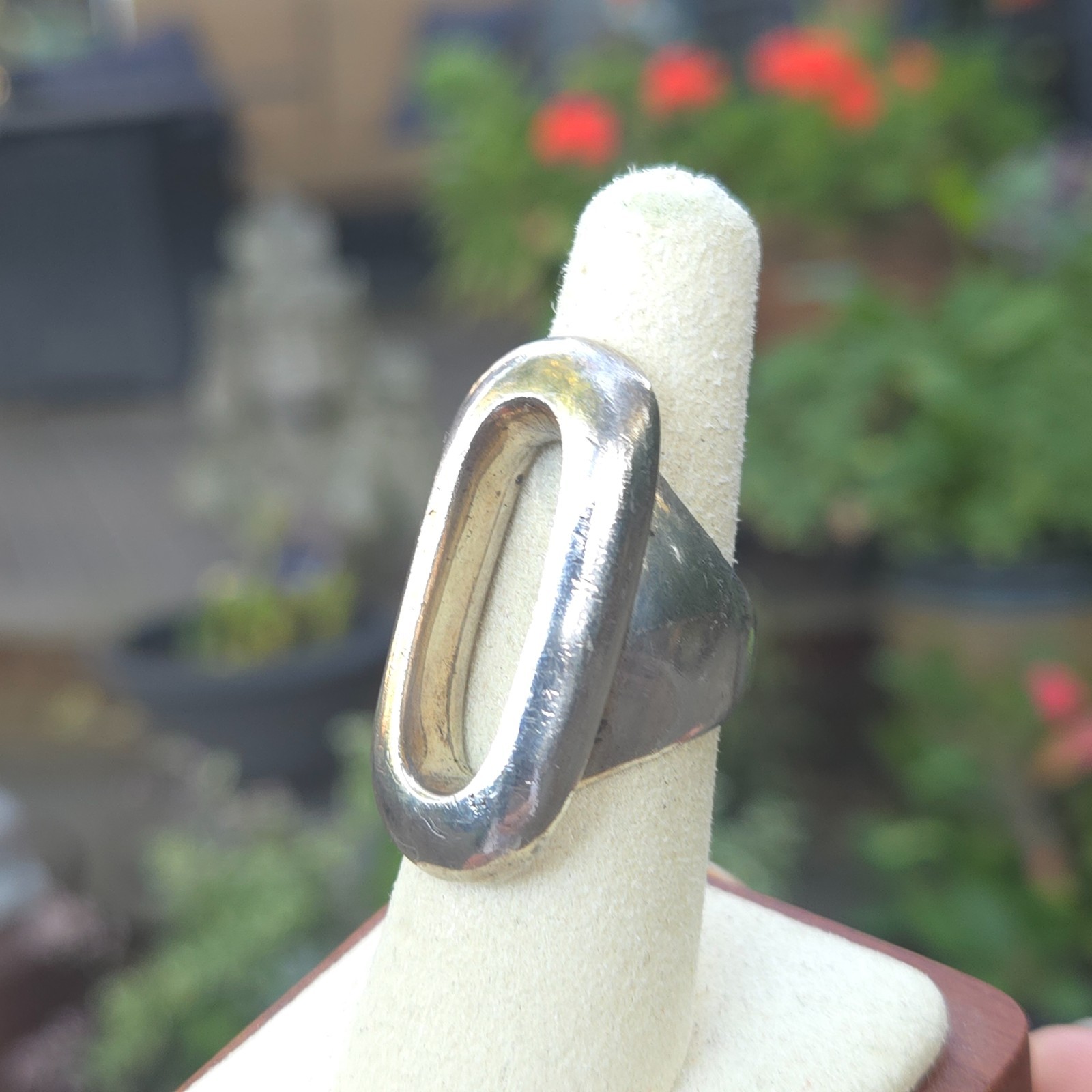 Large Solid Chuncky Openwork Modern 925 Silver Ri… - image 9