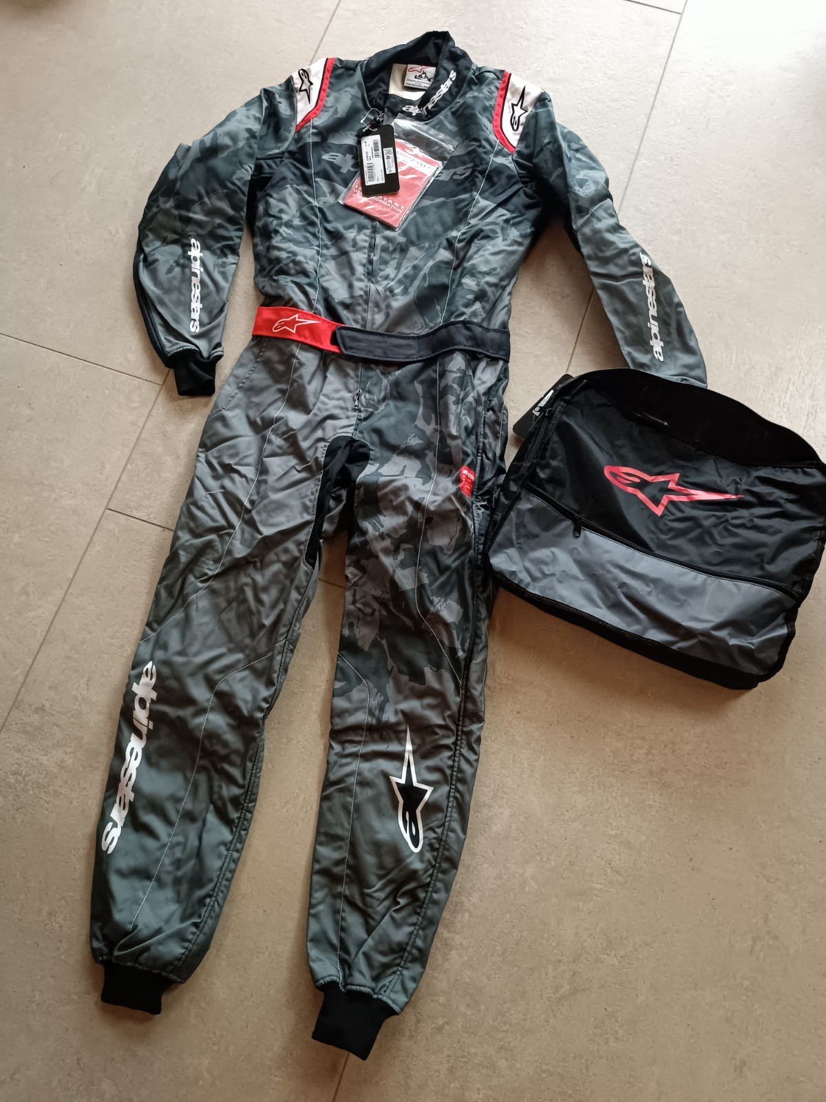 Alpinestars Tuta Go Kart Uomo Eur 50 Nuova Grigia Nera Suit M's Go Kart New