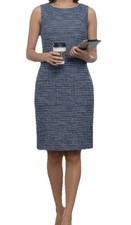 Banana Republic Tweed Sheath Dress Size 6 Navy Blue Work Office Travel