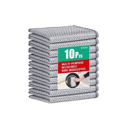 10Pcs Multipurpose Wire Dishwashing Rag, Reusable Non-Scratch Wire Dishcloth,...