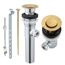 Bathroom Sink Pop-Up Drain Assembly Solid Brass Lift Rod Overflow Lavatory Vanit