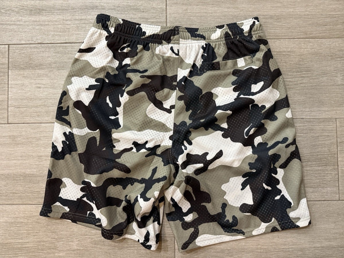 Men's Stussy Basic Mesh Shorts 112335 Snow Camo Size L Large New