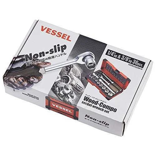 VESSEL Socket Wrench Set 36pcs Slide Lock Case No.HRW2303M-W Japan 