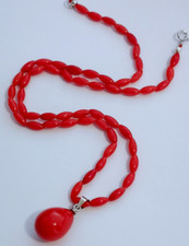 Nice Red Coral Necklace with Shell Coral Pendant