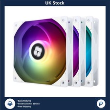 Silent ARGB PWM PC CPU Case Cooling Fan 120mm White S-FDB Bearing 3 Pack