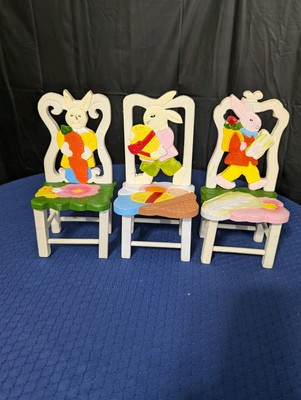 Spring Easter Delton Fine Collectibles Wooden Hand Painted Mini Table & Chairs