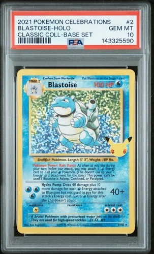 2021 POKEMON CELEBRATIONS CLASSIC COLLECTION #2 BLASTOISE-HOLO PSA 10