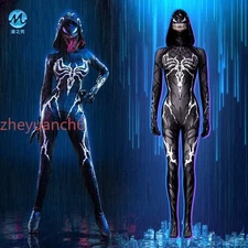 Venom Halloween Cosplay Bodysuit Girl Headgear White Chiffon Highly Restored 1PC