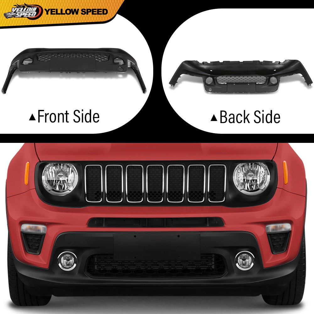 Jeanuman Front Upper Bumper Cover Valance – 2015-2018 Jeep Renegade, Black Plastic, 5UX70TZZAA