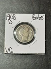 1908 D Barber Silver Dime Nice VG Very Good U.S. 10c Type Coin (Raw18806)