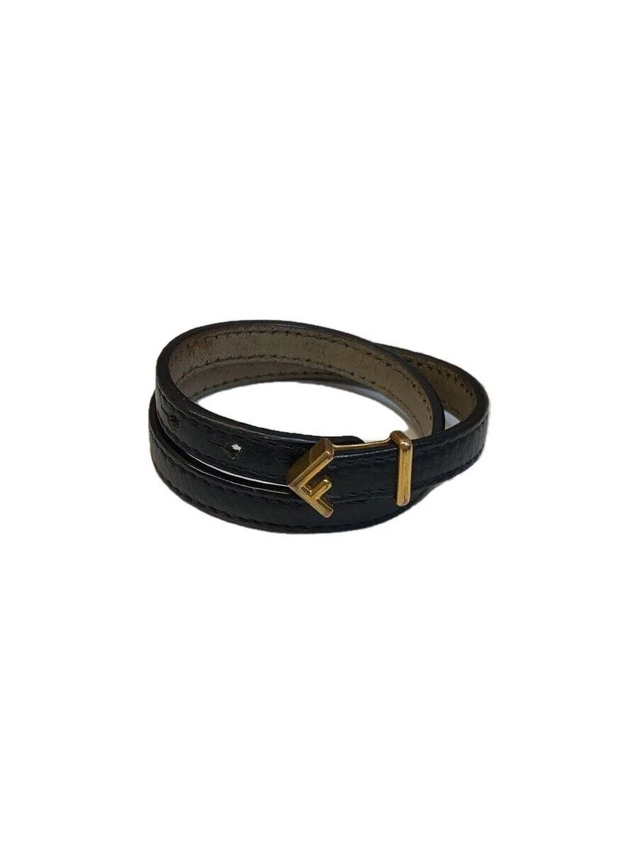 Bracciale uomo FENDI in pelle nera con cambio colore all'interno
