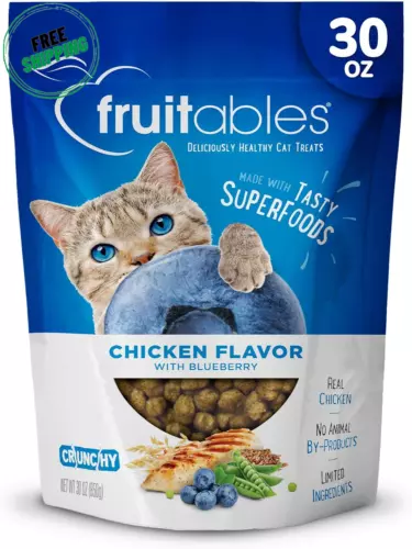 Fruitables Cat Treats Crunchy Treats for Cats, Blueberry – 30 Ounces
