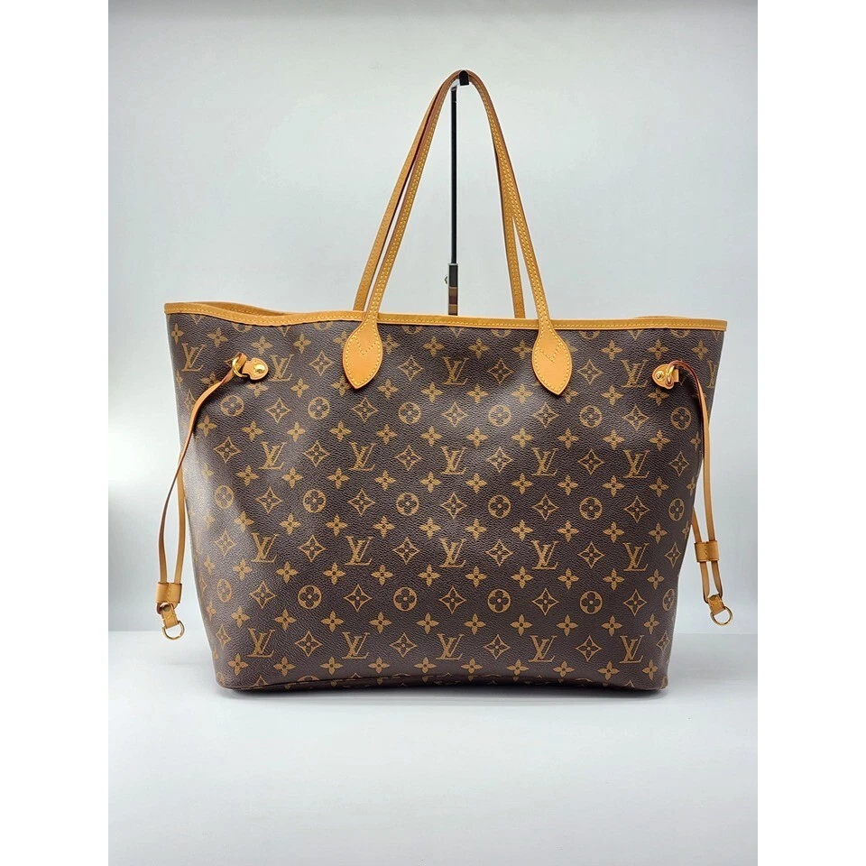 Louis Vuitton Neverfull GM Monogram Canvas Tote Bag with yellow