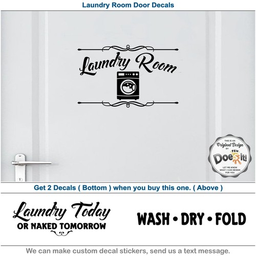 Laundry Room Door Decal, Wash Dry Fold Vinyl sticker, Wall Art Decor Quotes D14 - Picture 1 of 9