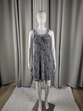 Ann Taylor LOFT 100% Silk, Black, White, Paisley, Side Zip, Midi Dress Size 2P