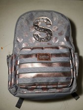 justice rose gold foil backpack