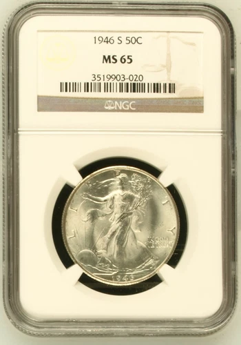 1946 S 50c Silver Half Dollars Liberty Walking NGC MS-65