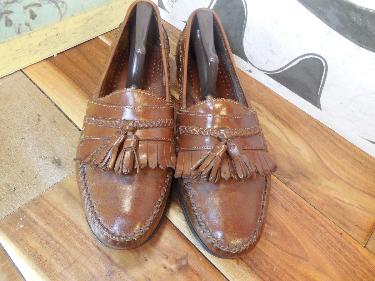G H Bass Brown Leather Kiltie Tassel Loafers Men display picture 3
