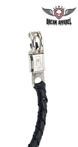 Motorcycle Old School Get Back Black White Fringed Whip 42" Long with Pool Ball - Picture 3 of 4