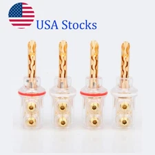 4X Gold Plated 4MM Screw Locking BFA Banana Plug HiFi Speaker Wire Connector DIY