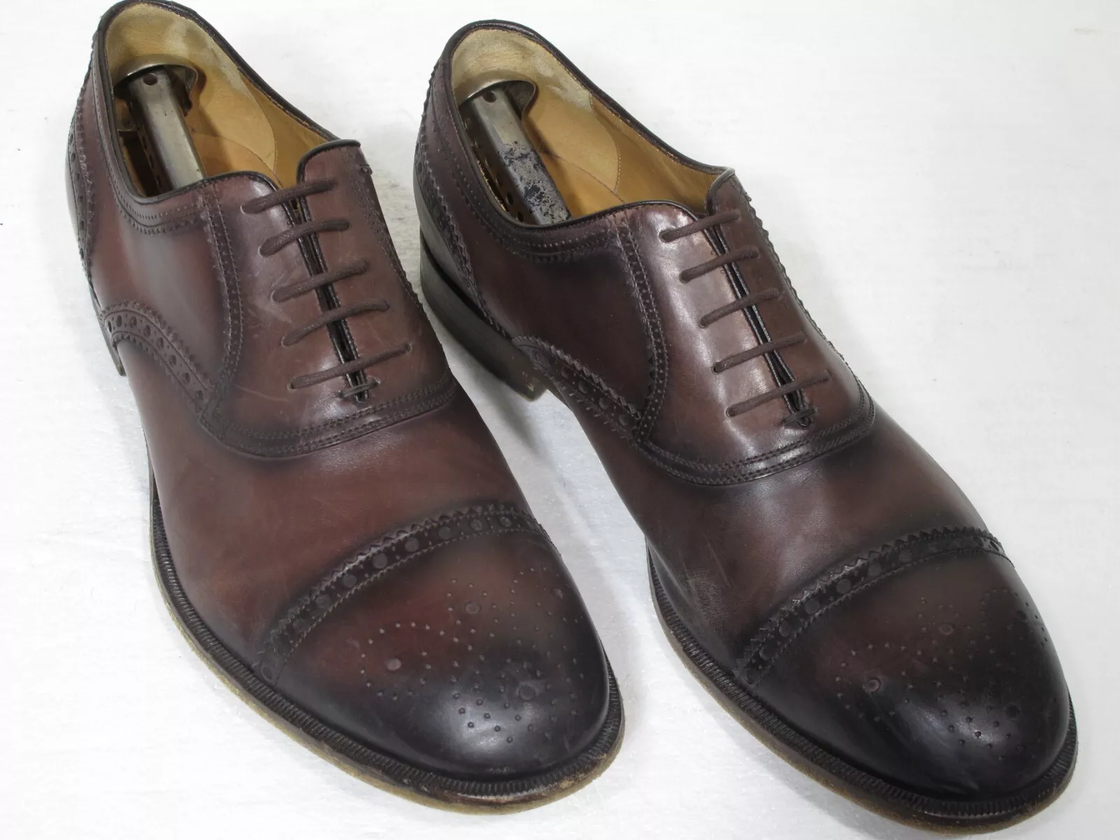 Chaussures habillées marron dégradé Gucci bout bonnet Oxford brogues Goodyear Welt 11 US