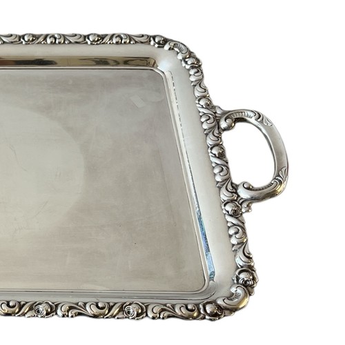 Alpacca Silver Plate Waiter Serving Tray Large Rectangular 15x26 - Picture 3 of 15