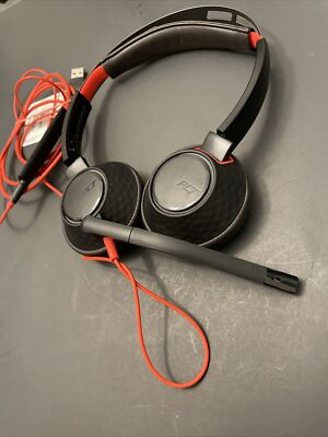 Plantronics 3200 PLT Black/Red Corded USB Headset with Microphone
