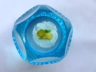 Vintage Murano Art Glass Blue Overlay Faceted Lampwork Pear Paperweight