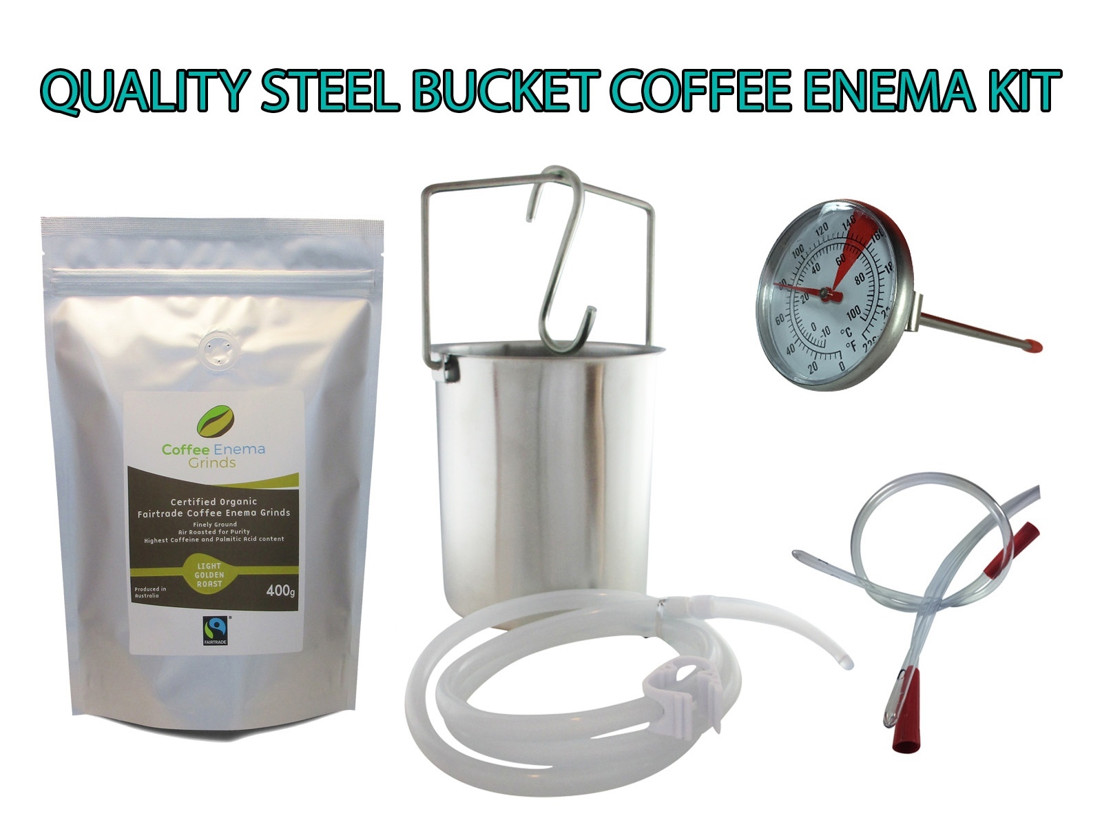 COFFEE ENEMA STARTER KIT QUALITY STEEL ENEMA BUCKET AUSTRALIA