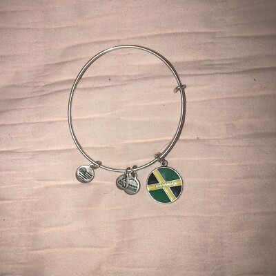 Alex and Ani Jamaica Flag Silver Enamel Charm Bangle Bracelet Circa 2015