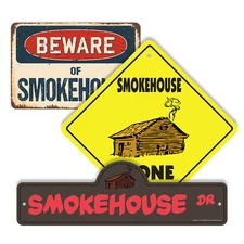 Smokehouse (3 Pack) Plastic Street Sign Crossing Warning Vintage Rustic Beware