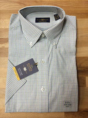 club room estate dress shirt Club Room Estate Multi-Check Short-Sleeved Dress Shirt, Blue, 14.5