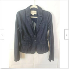 Anthropologie Pilcro The Letterpress Button Front Blazer Jacket Dark Denim S