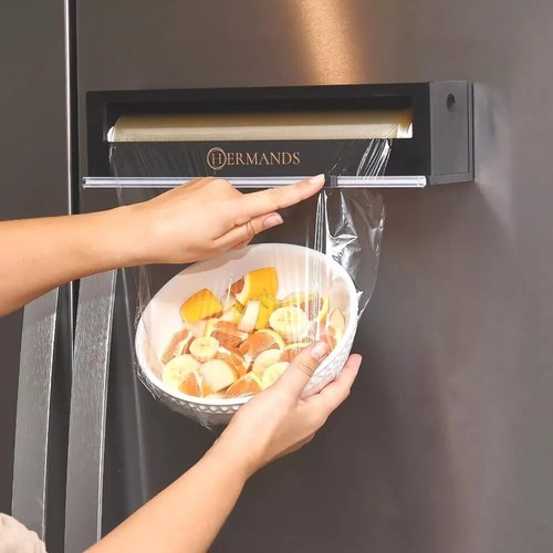 Hermands® Magnetic Plastic Wrap Dispenser with Cutter - Foil and Plastic...