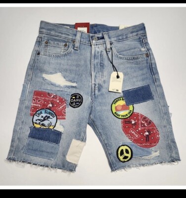 Levi's 501 Originals 150th Anniversary Rip & Repair Patchwork Denim Shorts