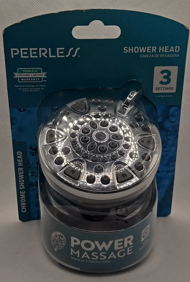 Peerless 76314 Power Massage Shower Head 3-Setting 1.75 GPM Chrome NEW Sealed - Image 2 of 4