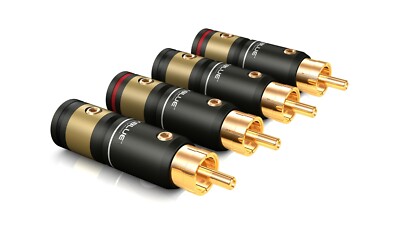 4 x Viablue T6s Cinchstecker XL zum löten vergoldet 30507 + Werkzeug RCA Phono