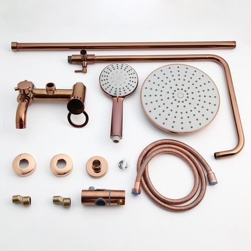 Vanity Rose Gold 9" Rain Shower Head 3-Way Mixer Valve Hand Spray Shower Tap Set - Picture 9 of 10