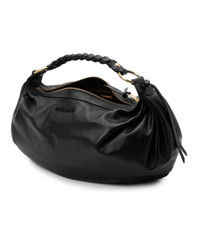 Miu Miu Prada 5bc079 Black Soft Leather Braided Strap Logo Hobo Shoulder Bag