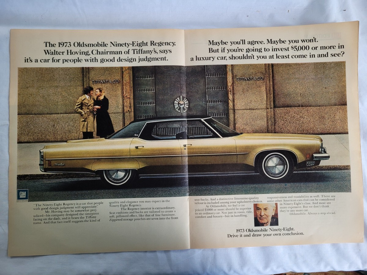 VTG 1972 for 73 Original Magazine Ad Oldsmobile 98 Regency Car 2PG