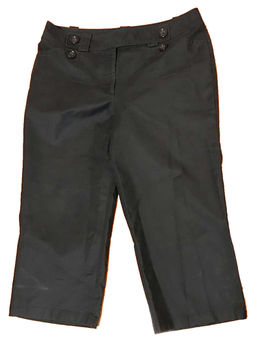 Ann Taylor Capri Pants 12 Womens Lindsay Black Pockets Buttons 34"W x 21"I - 第 1/7 張圖片
