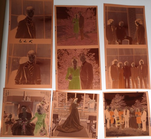 #43 Lot 99 Vtg COLOR Snapshot Photo NEGATIVES Family WEDDING Party Ceremony - Picture 3 of 17