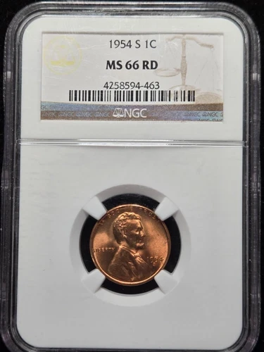 1954 S LINCOLN  WHEAT CENT PENNY NGC UNC MS66RD BLAZER!!!!