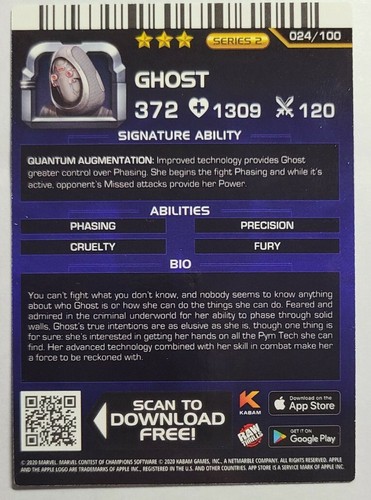 GHOST, Marvel Contest of Champions Series 2, Foil Card#24 - Picture 2 of 3