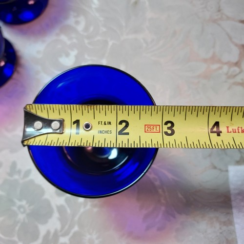 Juego de 3 vasos de agua/beber azul cobalto vintage de 4 1/2" de alto con forma de reloj de arena - Imagen 12 de 12