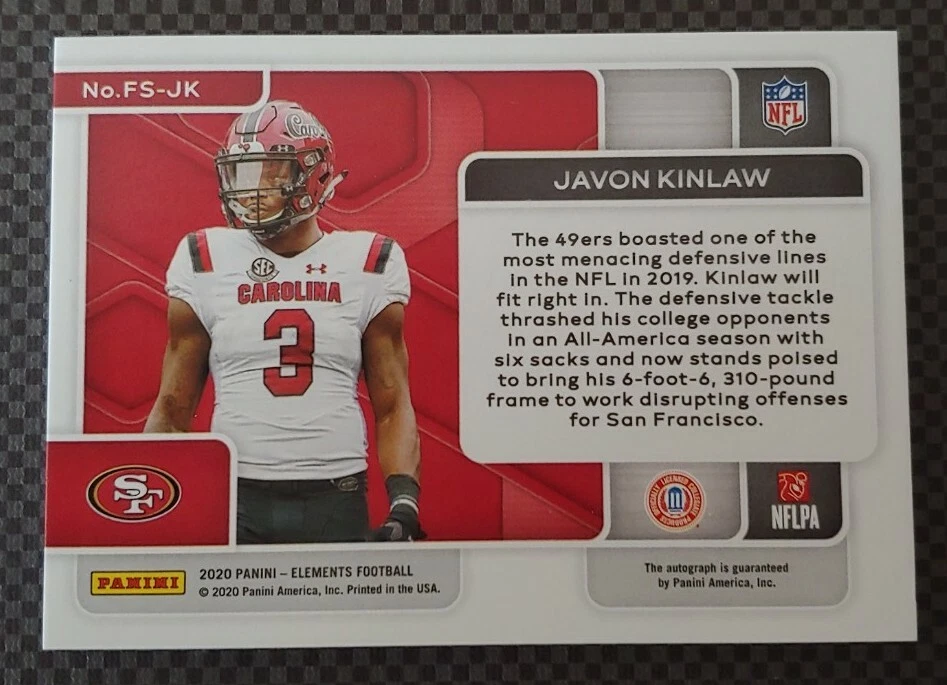 2020 Elements Future Neon Signs Javon Kinlaw Rookie Auto 21/50 FS-JK RC 49ERS - Image 2 of 2
