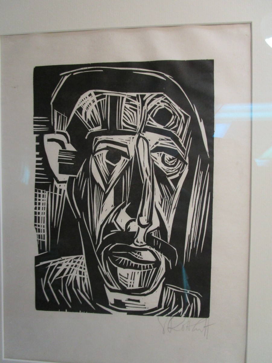 Karl Schmidt-Rotloff - Head of Man (Kopf Eines Mannes) - Woodcut