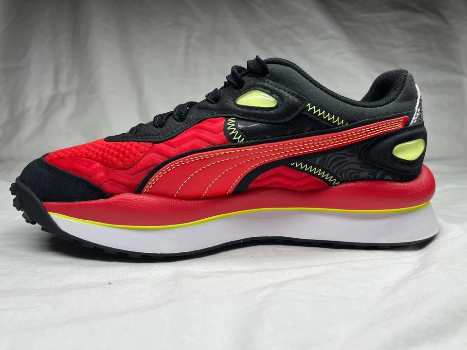 Puma Street Rider Bizerk Boys Sneakers Lace Up 7C Red Black Shoes 375112-02 - Image 2 of 4