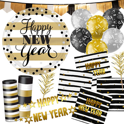 SILVESTER 2025 - Partygeschirr + Deko zu Happy New Year Neujahr Party Dekoration